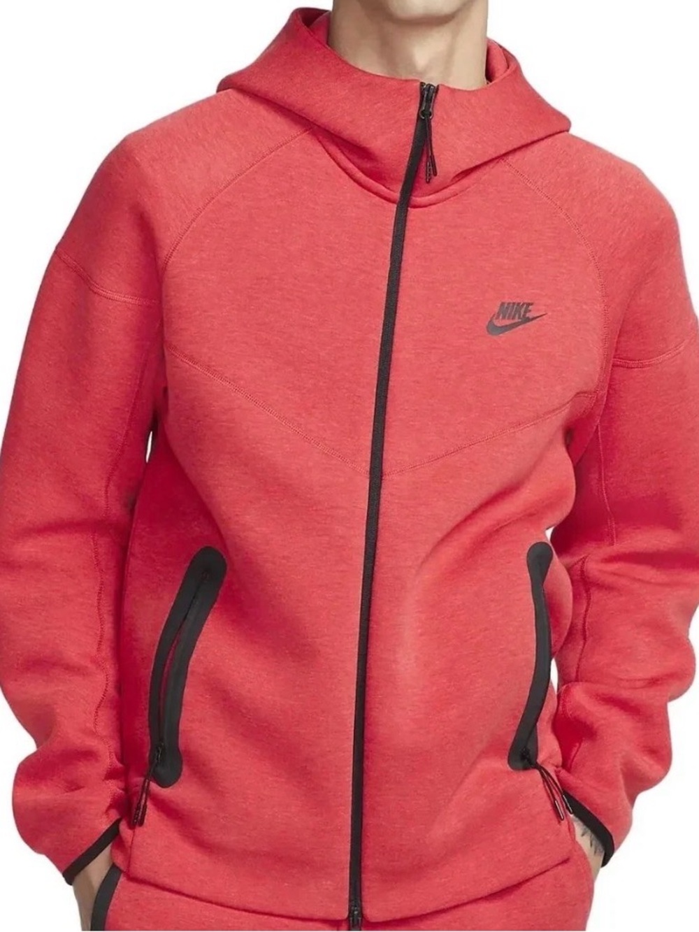 Nike Men's Tech Fleece Full-Zip Windrunner Hoodie - Red - Size Medium